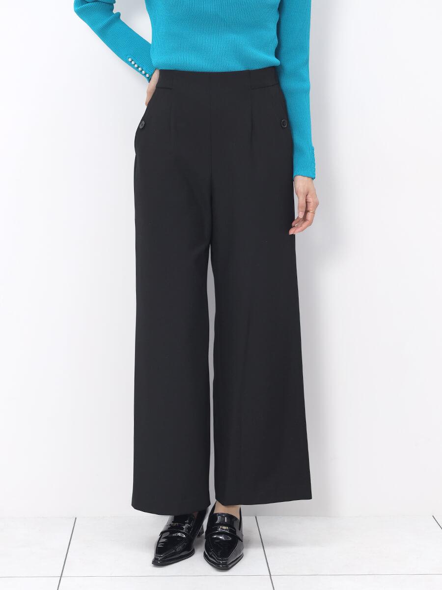 ボタンアクセントストレートワイドパンツ