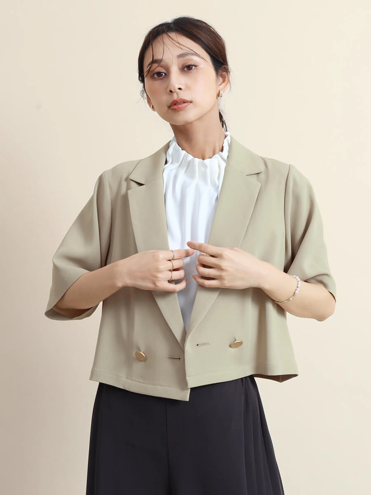 【新品2,2万　ヤマダヤ FENNEL 】ハーフスリーブ テーラード ジャケット 0-1_xl.webp