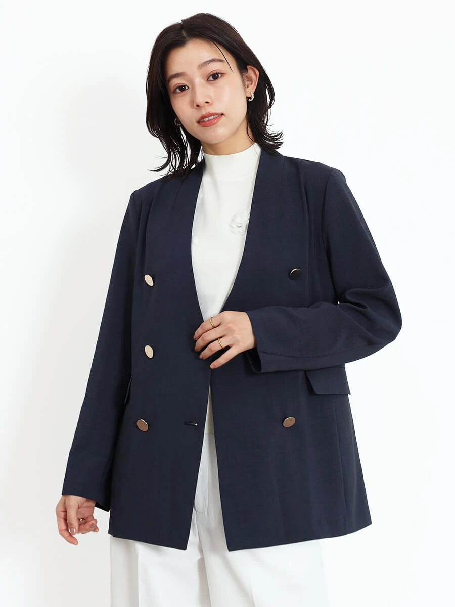 え*こ様 新品　フェンネル　ノーカラージャケット ノーカラーダブルジャケット - FENNEL - FENNEL｜YAMADAYA STORE