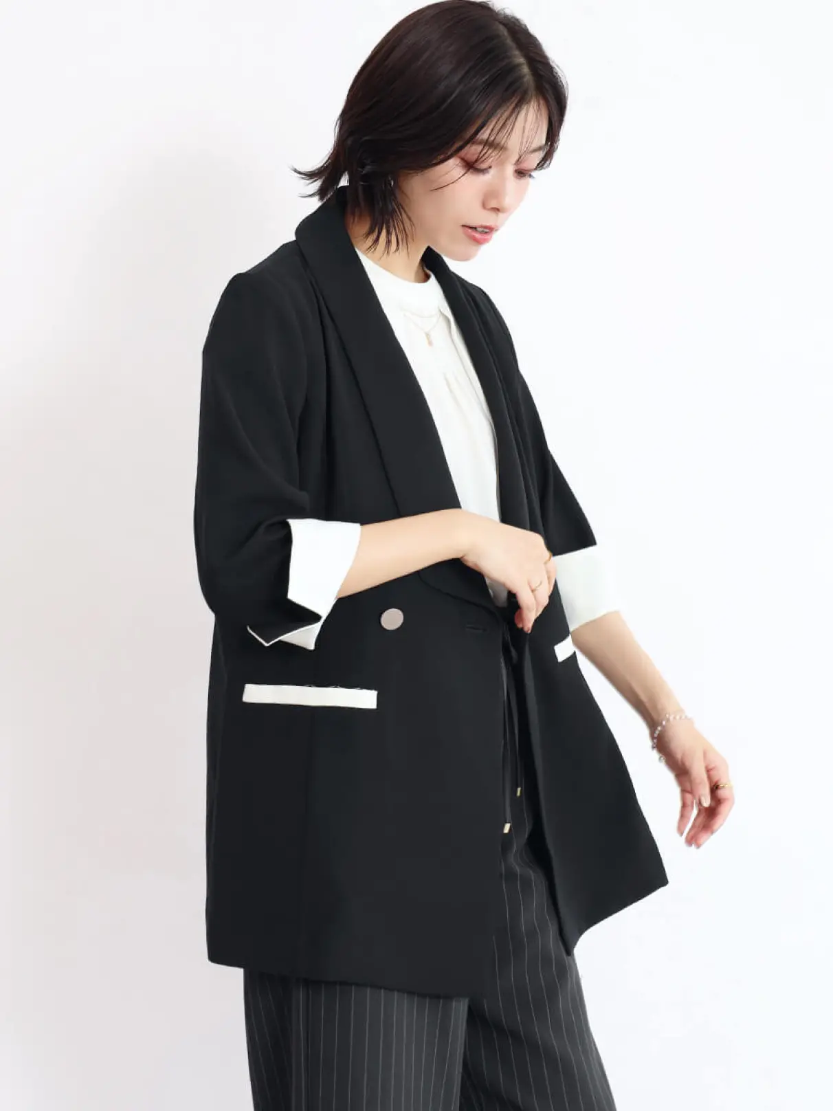 【新品2,2万　ヤマダヤ FENNEL 】ハーフスリーブ テーラード ジャケット 新品2,2万 ヤマダヤ FENNEL 】ハーフスリーブ テーラード ジャケット