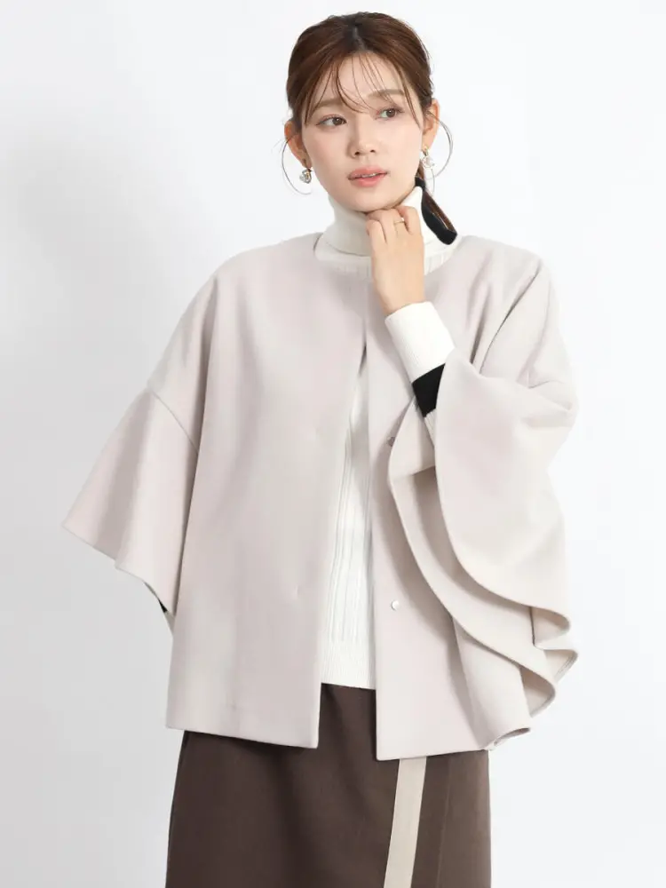新品　ヤマダヤ　フェンネル　FENNEL　アウター　春秋　羽織り　黒　ジャケット FENNELのノーカラージャケットの商品一覧｜ファッション通販の