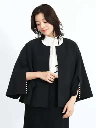 新品　ヤマダヤ　フェンネル　FENNEL　アウター　春秋　羽織り　黒　ジャケット FENNELのノーカラージャケットの商品一覧｜ファッション通販の