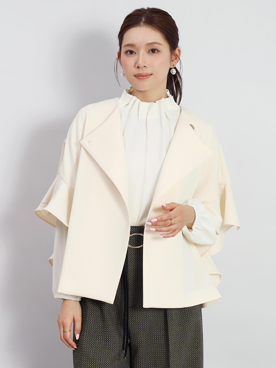 FENNELバックフリルノーカラージャケット FENNEL フリルジャケット FENNELバックフリルノーカラージャケット