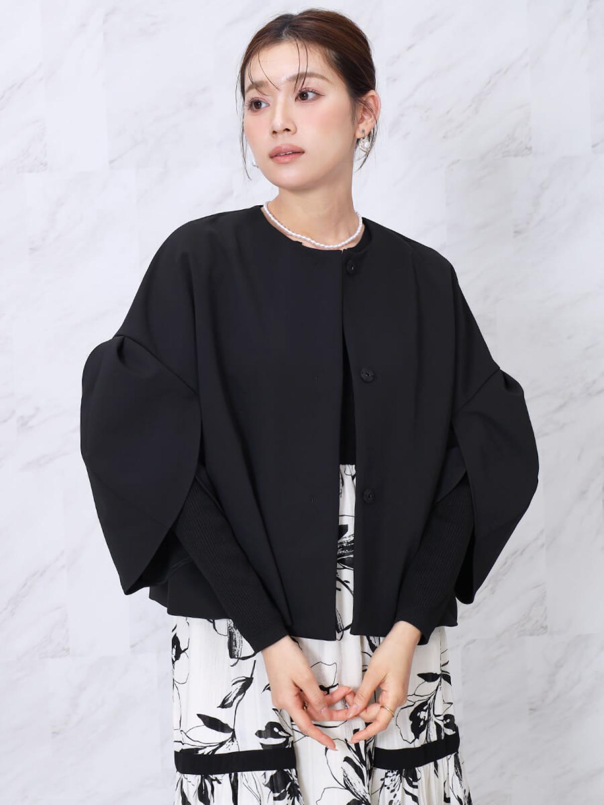 新品　FENNEL 定価¥2万9900円　チューリップスリーブ　ジャケット　黒 チューリップスリーブノーカラージャケット - FENNEL - FENNEL
