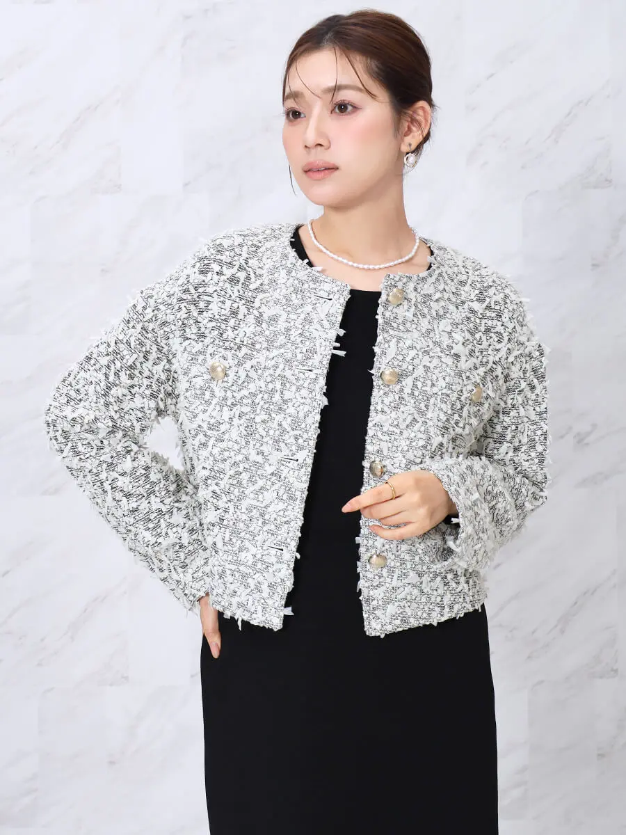 リボンツイードノーカラージャケット - FENNEL - FENNEL｜YAMADAYA STORE