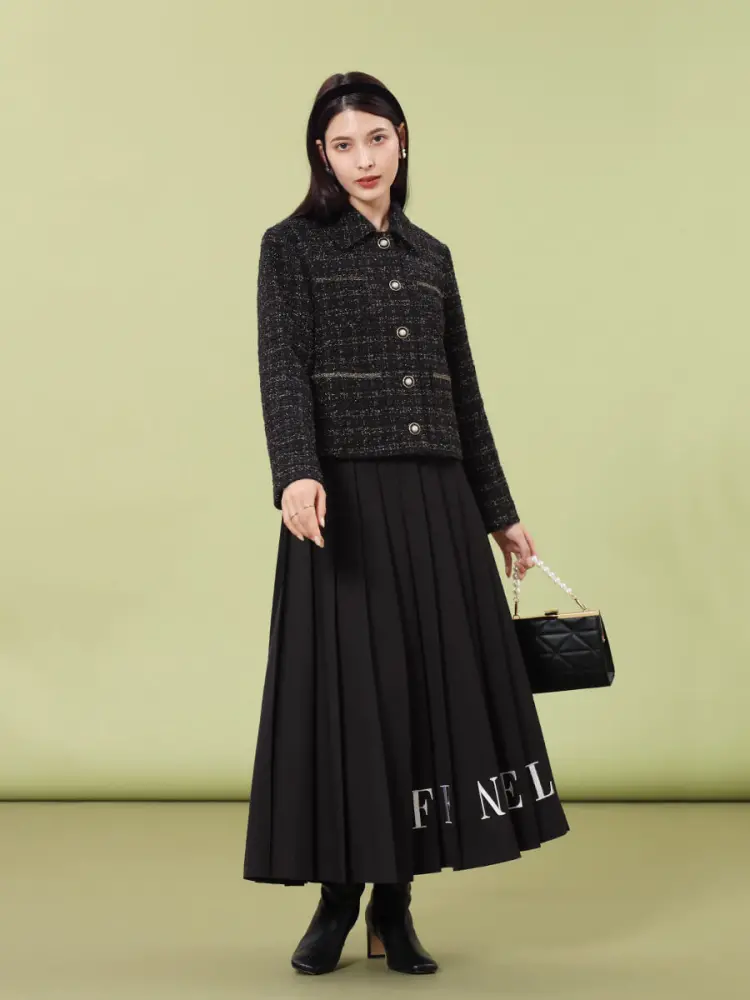 新品未使用♦︎FENNEL♦︎コート　アウター　黒 フェンネル FENNEL ミドル丈ノーカラーコクーンコート （ブラック