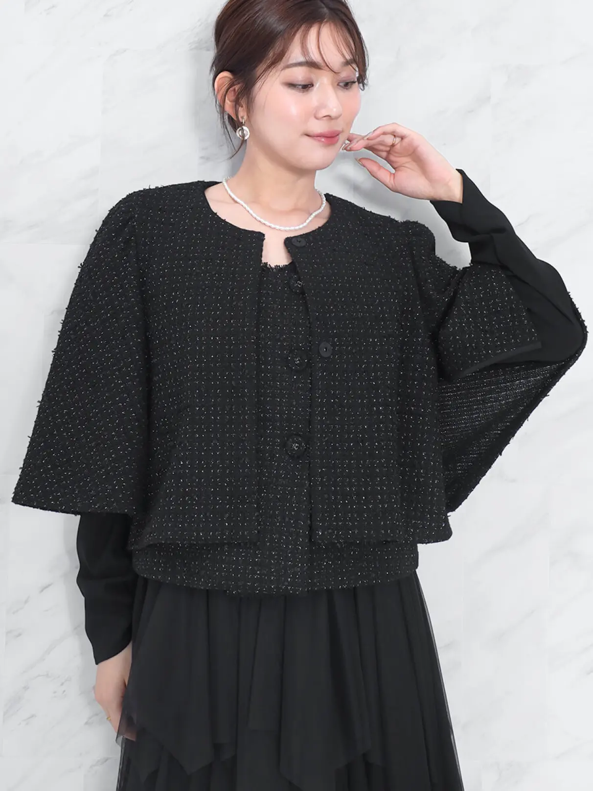 ニットツイードスリットスリーブジャケット - FENNEL - FENNEL