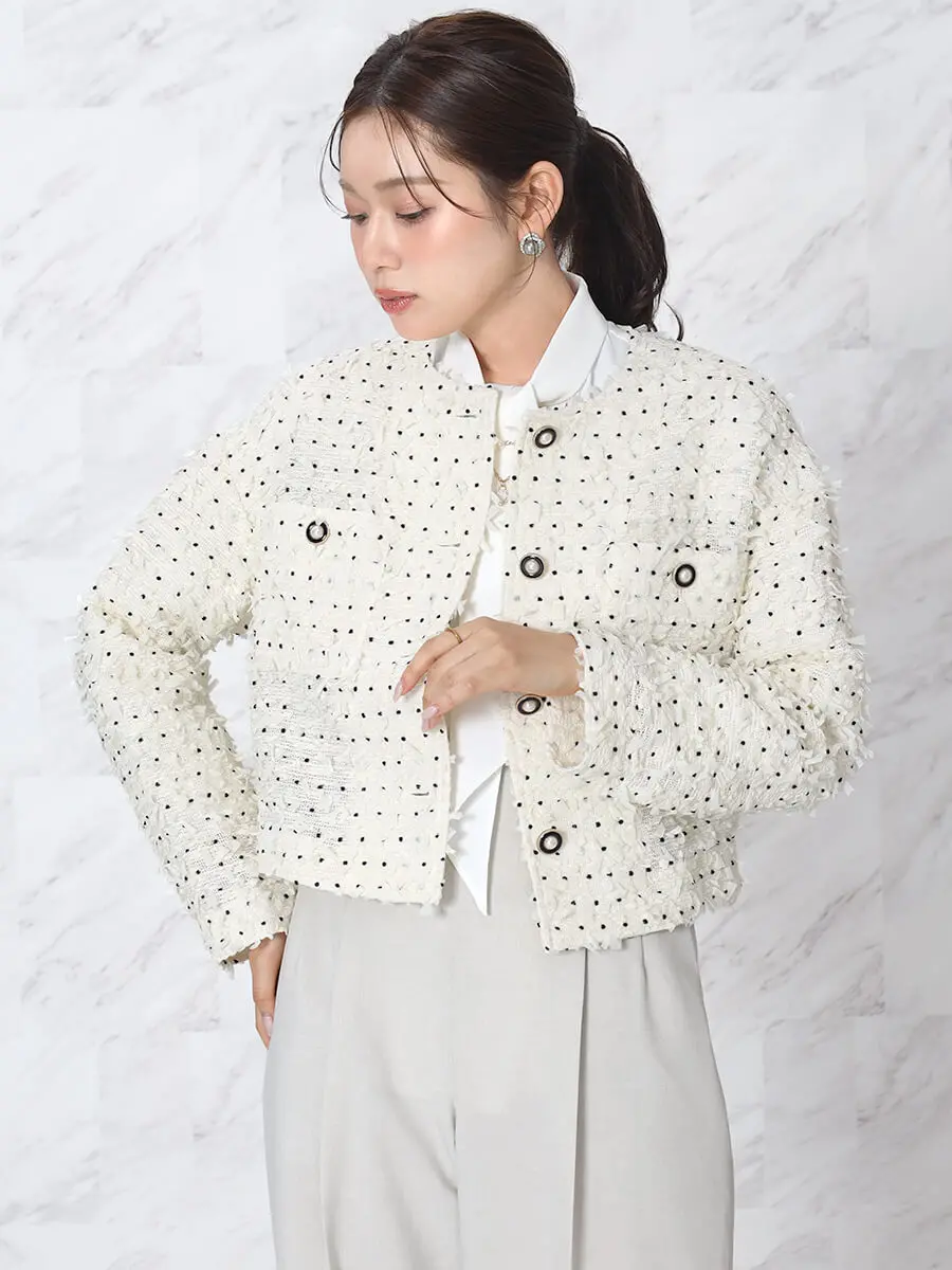 ドットツイードノーカラ―ジャケット - FENNEL - FENNEL｜YAMADAYA STORE