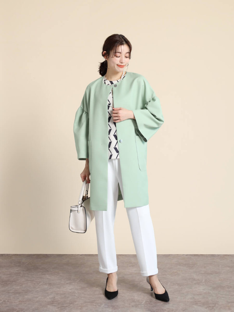 【新品タグ付き】ヤマダヤ フェンネル スプリングコート ノーカラーコート 新品・タグ付き】FENNEL フェンネル ヤマダヤ スプリングコート
