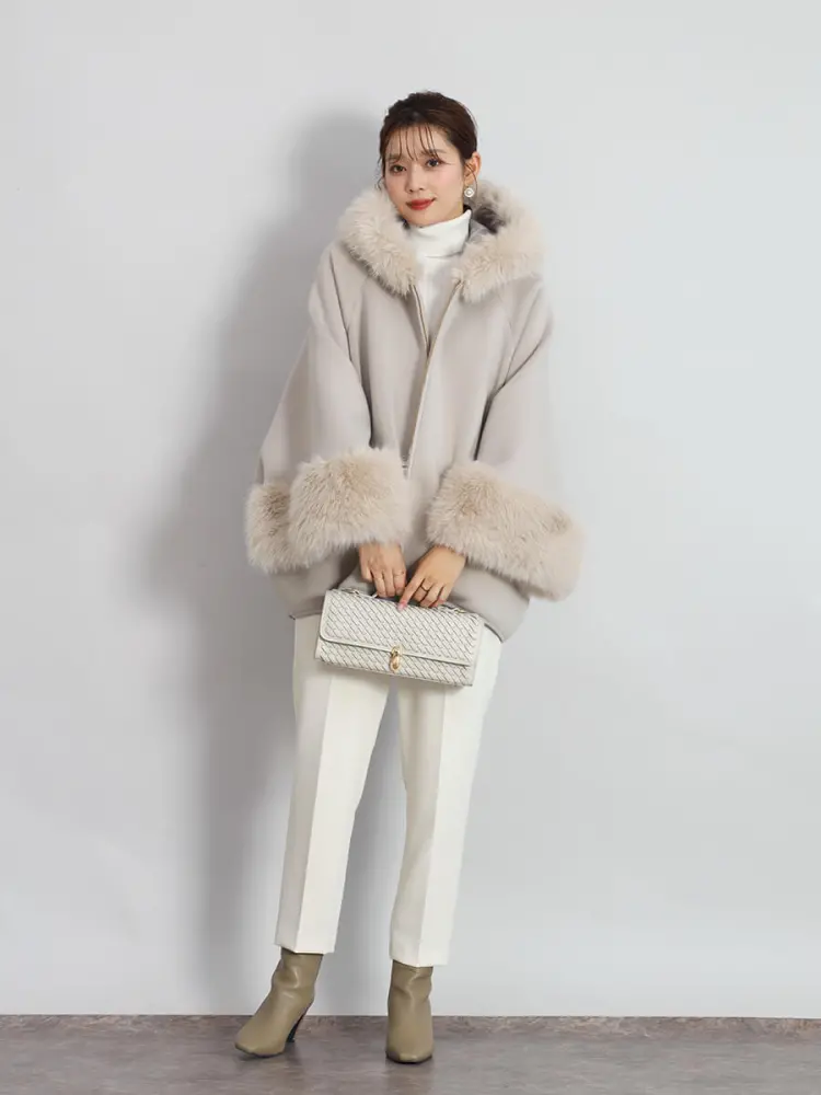 新品 FENNEL フェンネル ノーカラーファーコート ジャケット ヤマダヤ fennel ノーカラージャケット ファーコート LASUD ヤマダヤ