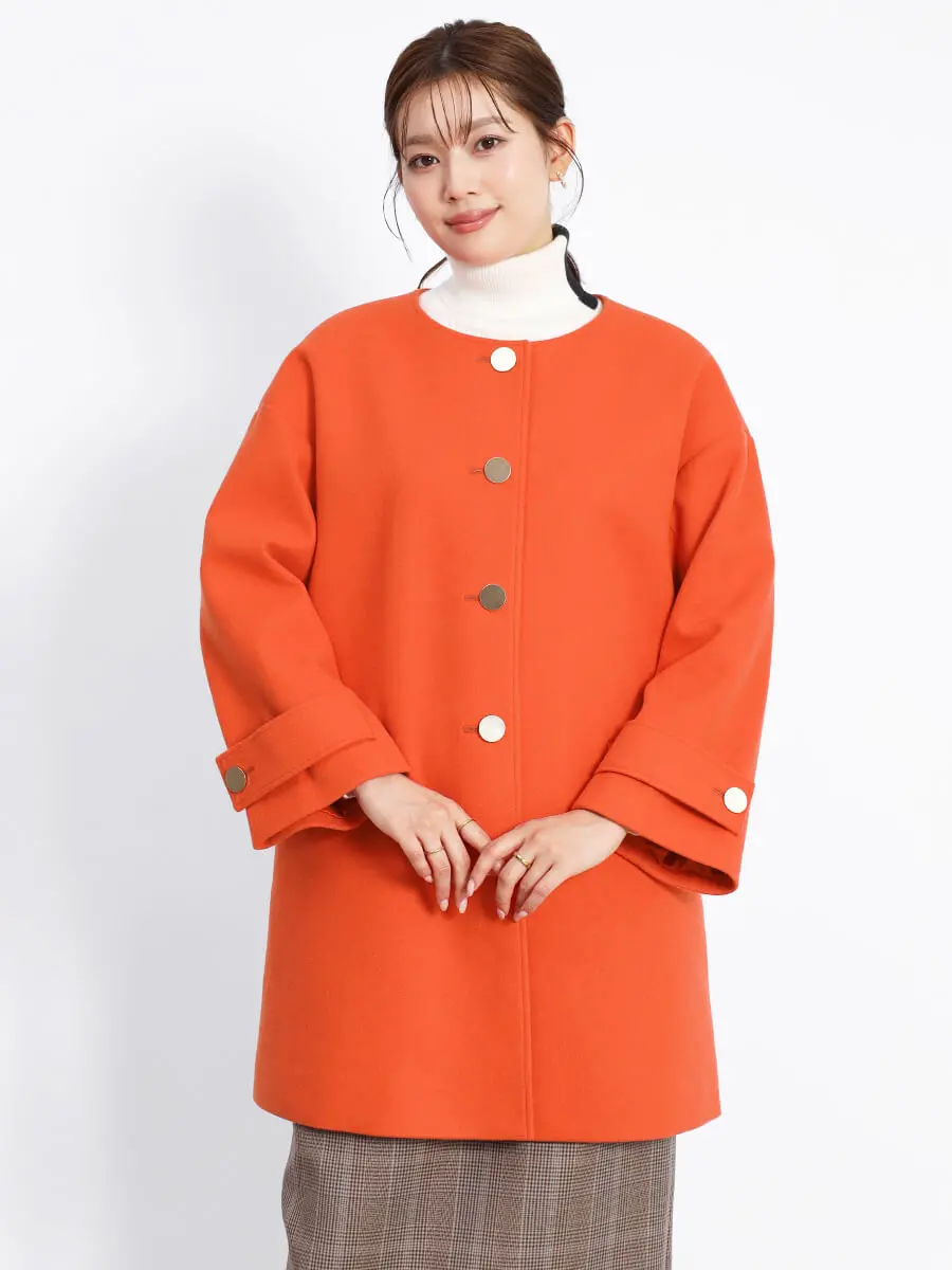 ゴールドボタンノーカラーロングコート - FENNEL - FENNEL｜YAMADAYA STORE