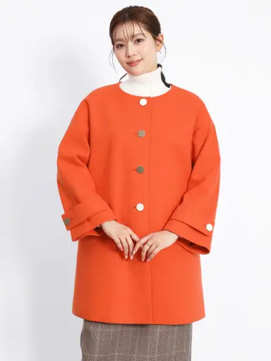 ゴールドボタンノーカラーロングコート - FENNEL - FENNEL｜YAMADAYA STORE