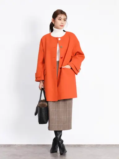 ゴールドボタンノーカラーロングコート - FENNEL - FENNEL｜YAMADAYA STORE