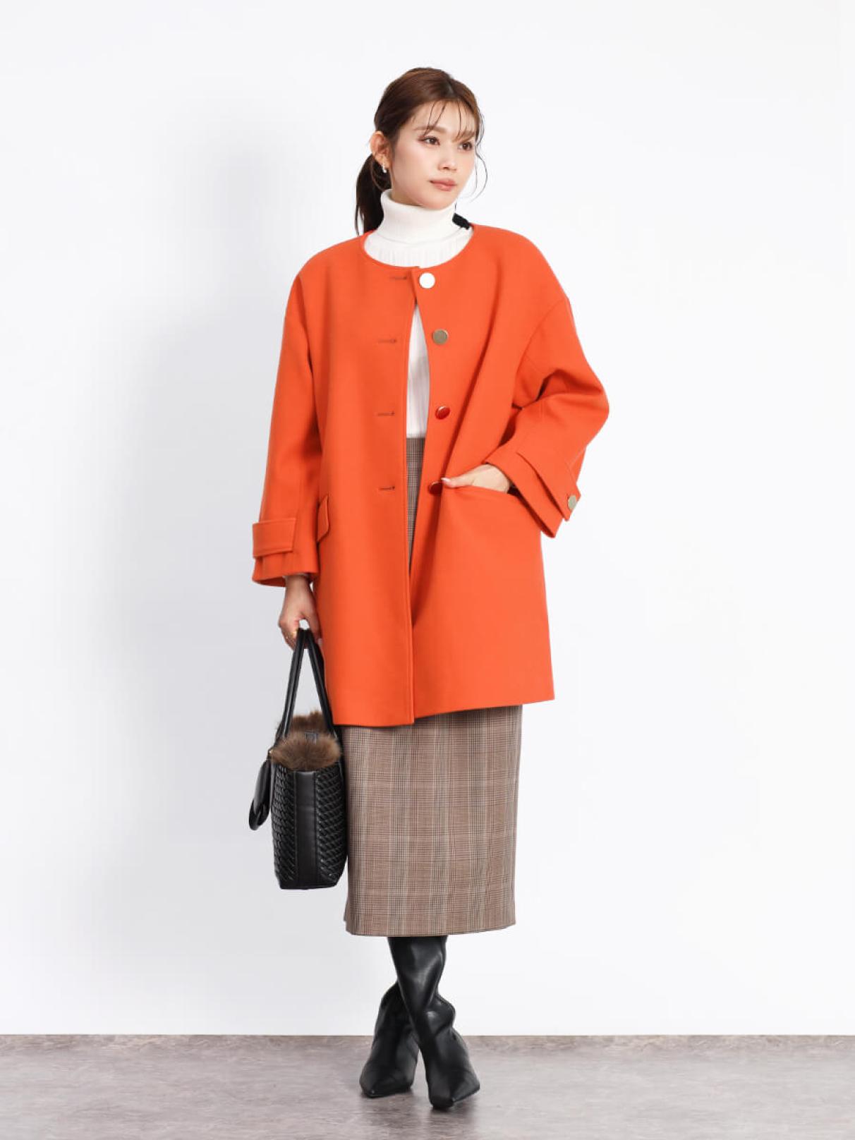 ゴールドボタンノーカラーロングコート - FENNEL - FENNEL｜YAMADAYA STORE