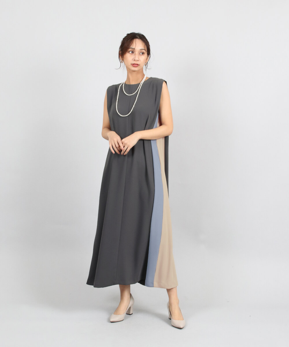 バイカラーAラインワンピース YAMADAYA STORE