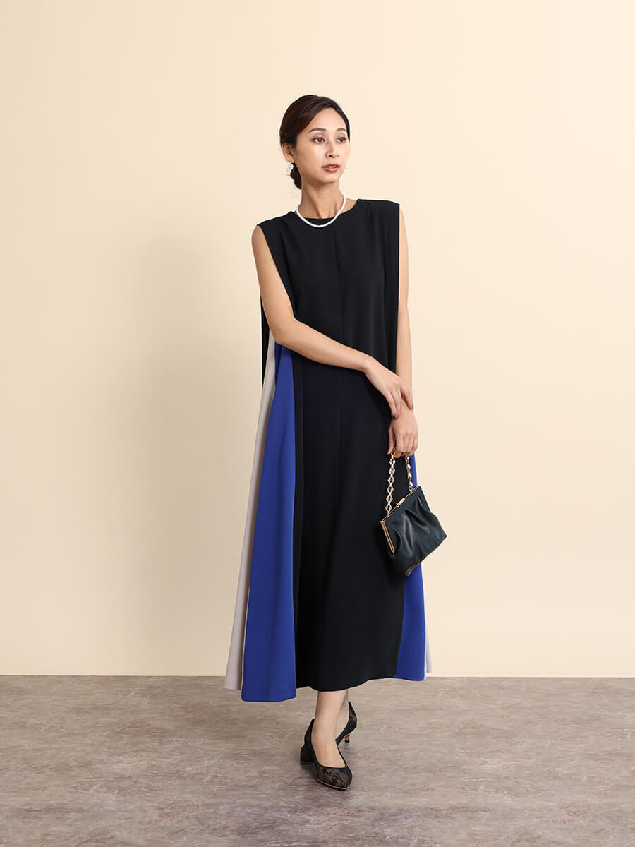サイド配色カラーAラインワンピース YAMADAYA STORE サイド配色カラーAラインワンピース YAMADAYA STORE