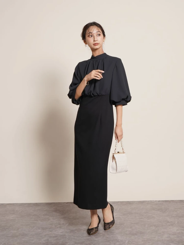 まる様【美品】FENNEL バイカラーバックリボンワンピースチャコールグレー9号 3_l.webp