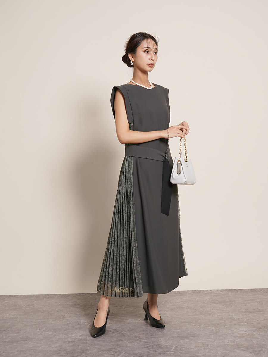 サイドレースウエストベルトワンピース YAMADAYA STORE サイドレースウエストベルトワンピース YAMADAYA STORE