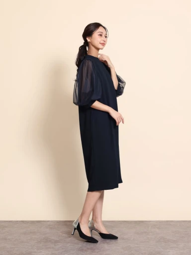 【新品】ヤマダヤ FENNEL チュールスリーブバックリボンワンピース チュールスリーブバックリボンワンピース - FENNEL - FENNEL