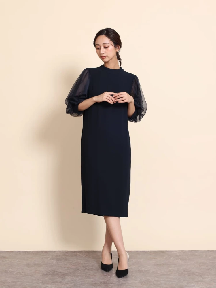 【新品】ヤマダヤ FENNEL チュールスリーブバックリボンワンピース チュールスリーブバックリボンワンピース - FENNEL - FENNEL