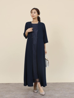 極美品 フェンネル ロング ワンピース レース 紺色 9号 人気