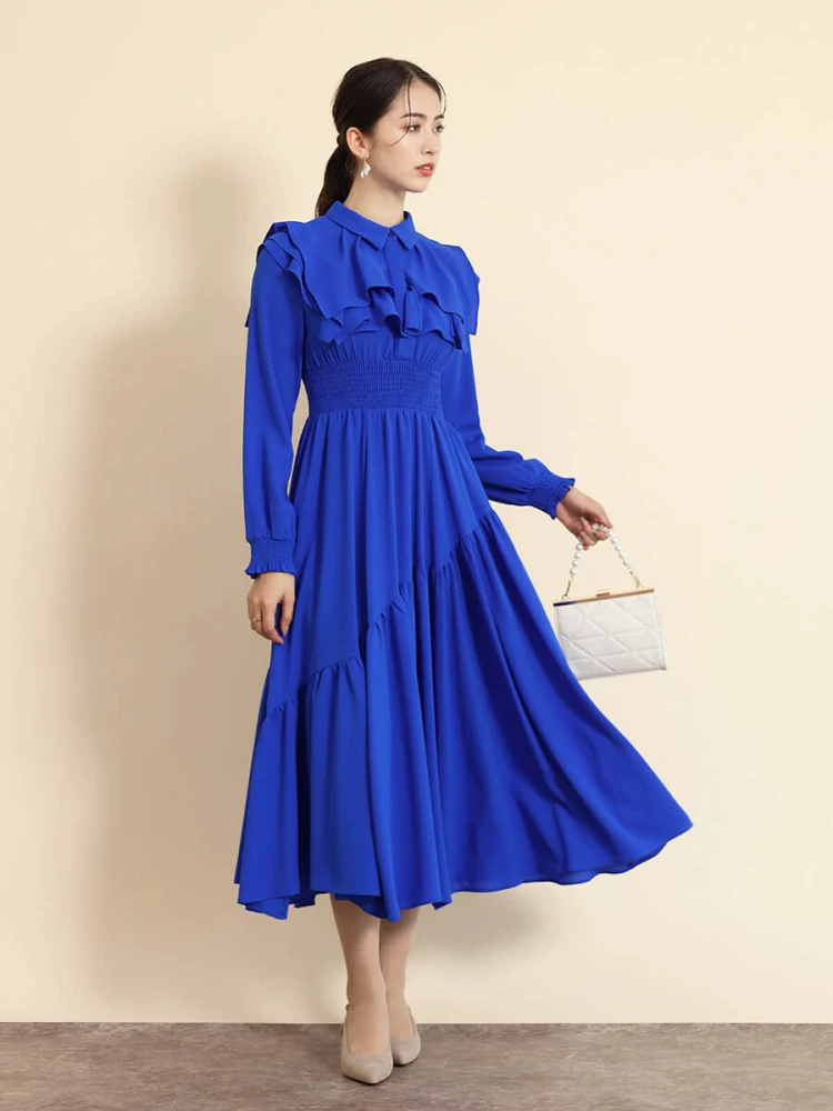 【新品♡タグ付き】FENNEL ヤマダヤ　ケープスリーブティアードワンピース　M FENNEL ケープスリーブティアードロングワンピース スコット