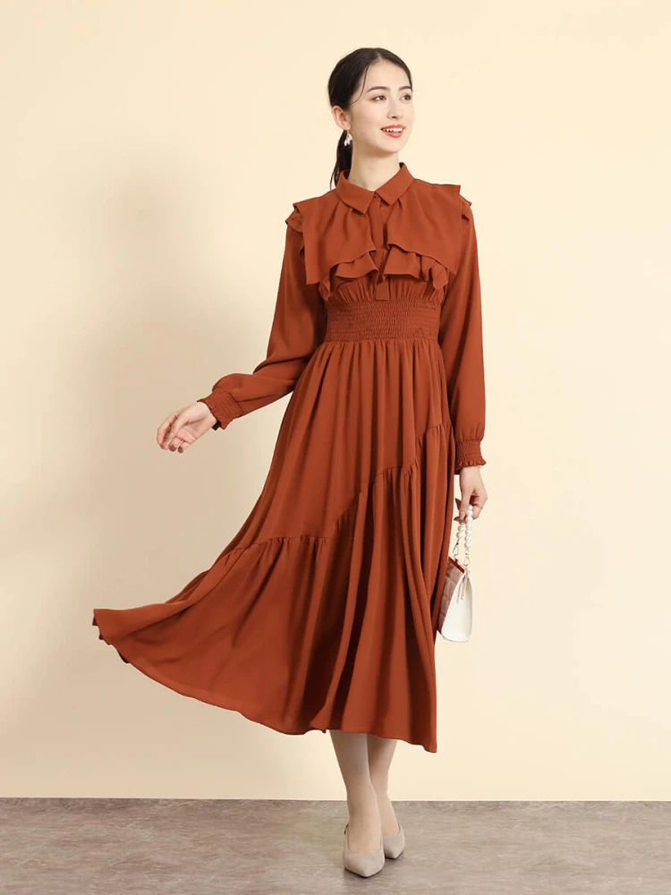 【新品♡タグ付き】FENNEL ヤマダヤ　ケープスリーブティアードワンピース　M FENNEL ケープスリーブティアードロングワンピース スコット
