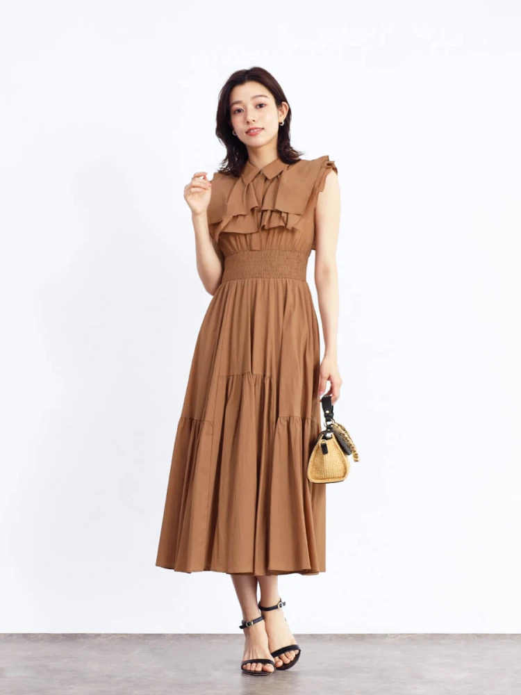【新品♡タグ付き】FENNEL ヤマダヤ　ケープスリーブティアードワンピース　M FENNEL ケープスリーブティアードロングワンピース スコット