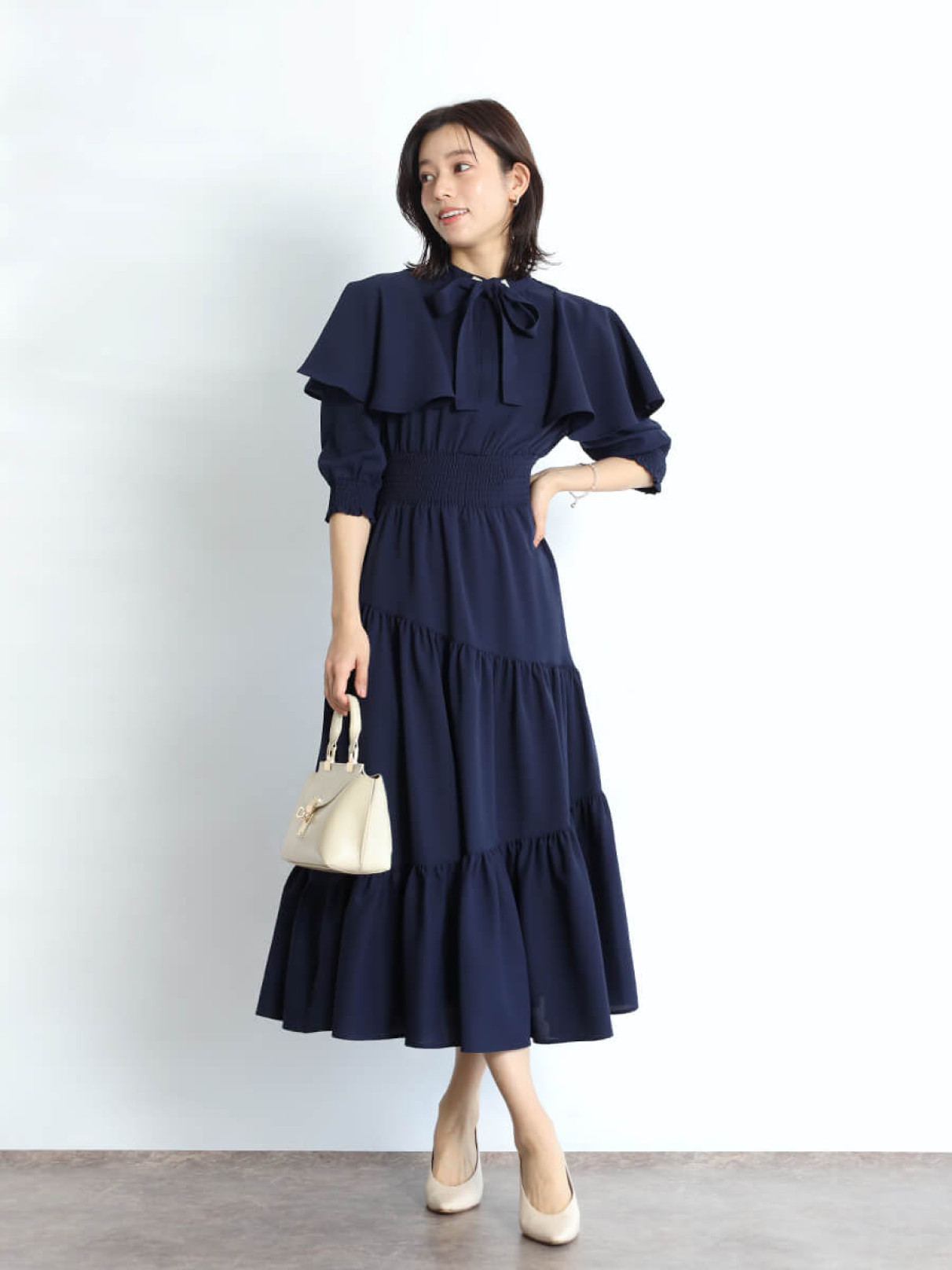 【新品♡タグ付き】FENNEL ヤマダヤ　ケープスリーブティアードワンピース　M ケープデザインティアードワンピース - FENNEL - FENNEL