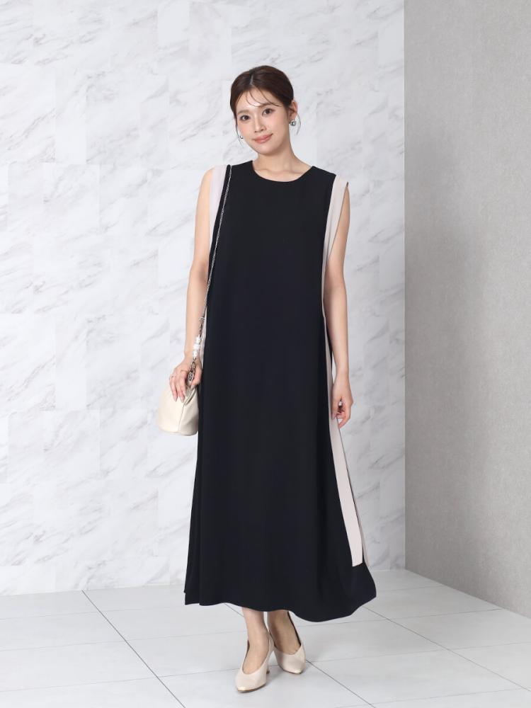 FENNELフェンネルノースリバイカラーワンピースヤマダヤ バイカラーテープAラインワンピース - FENNEL - FENNEL｜YAMADAYA STORE