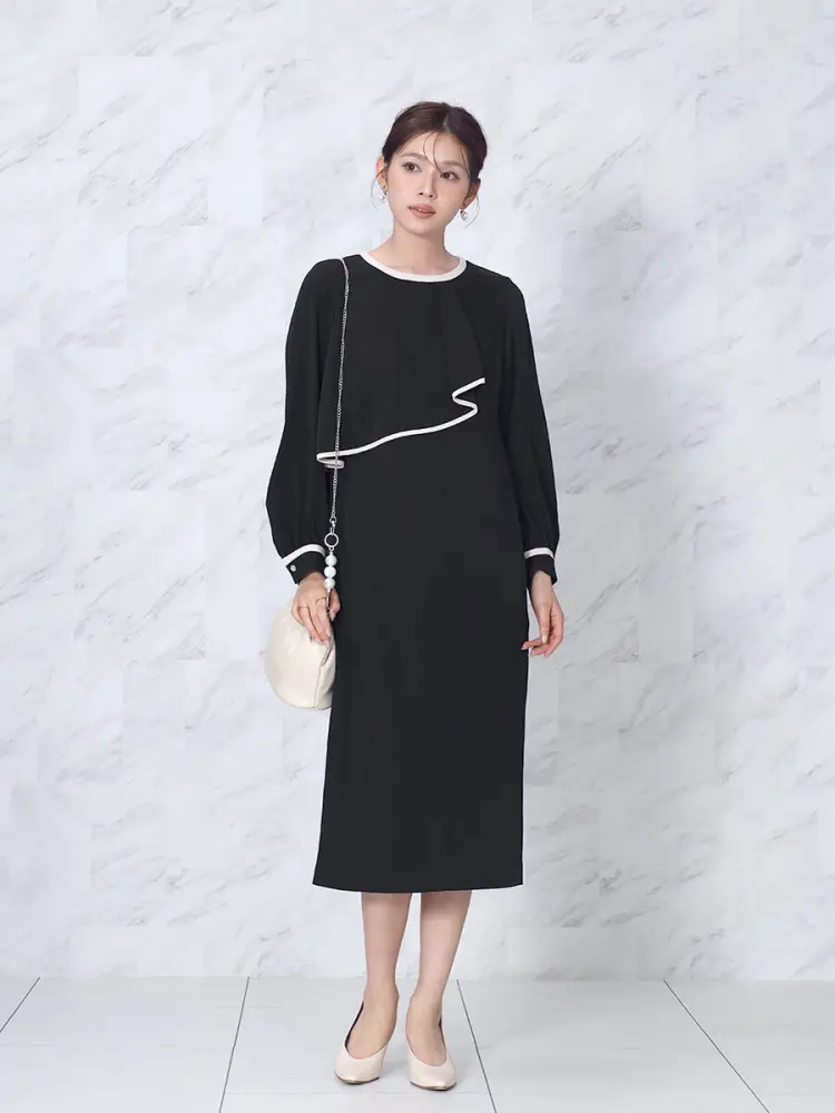 ワンピース AMERI trd0801-7 アシンメトリードレープラインワンピース - FENNEL - FENNEL｜YAMADAYA