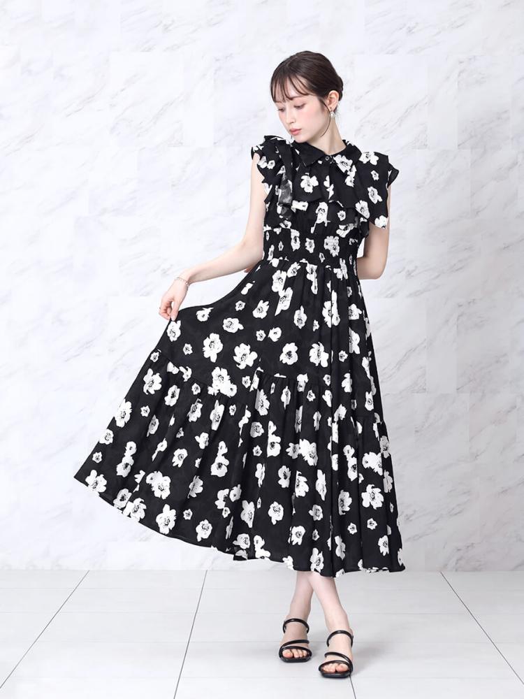 モノフラワーフリルロングワンピース - FENNEL - FENNEL｜YAMADAYA STORE