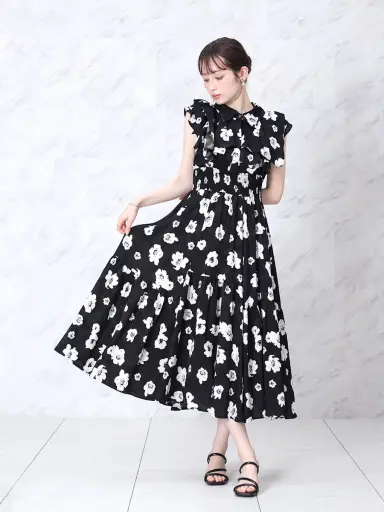 モノフラワーフリルロングワンピース - FENNEL - FENNEL｜YAMADAYA STORE