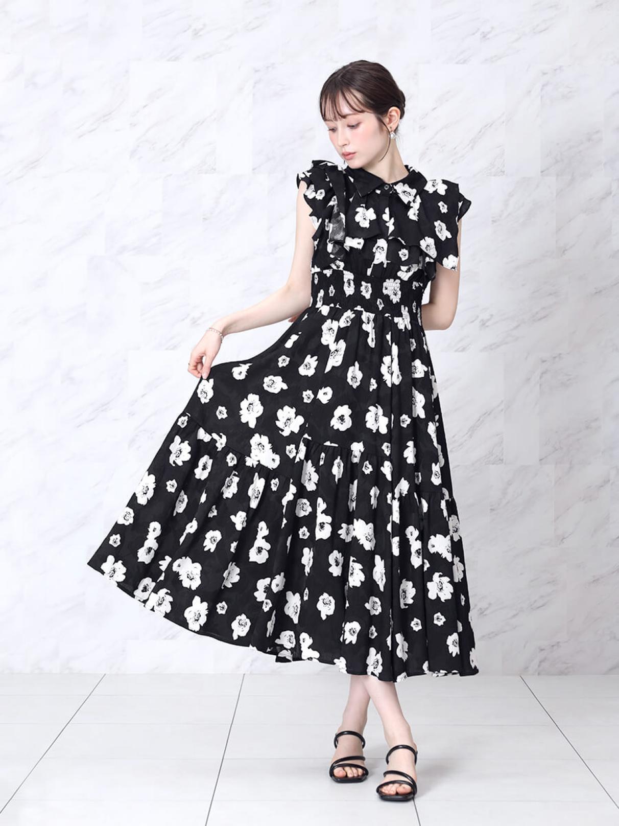 モノフラワーフリルロングワンピース - FENNEL - FENNEL｜YAMADAYA STORE