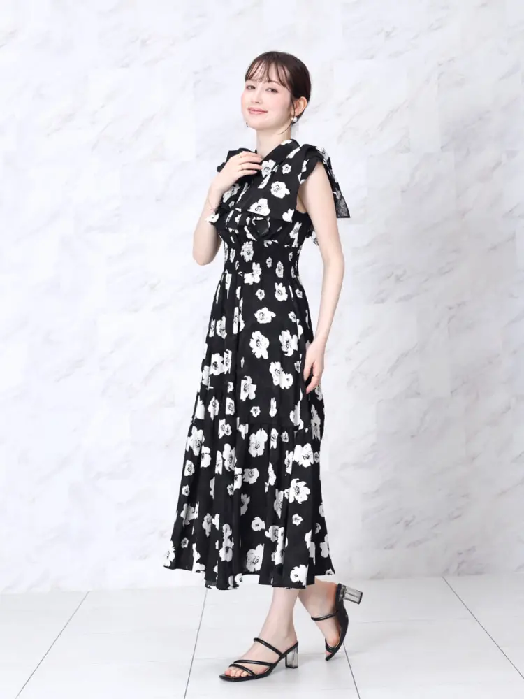 モノフラワーフリルロングワンピース - FENNEL - FENNEL｜YAMADAYA STORE