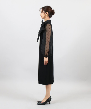 FENNEL フロッキードットビスチェワンピース　ブラックドレス サイズ38 フロッキードットリボンワンピース - FENNEL - FENNEL｜YAMADAYA
