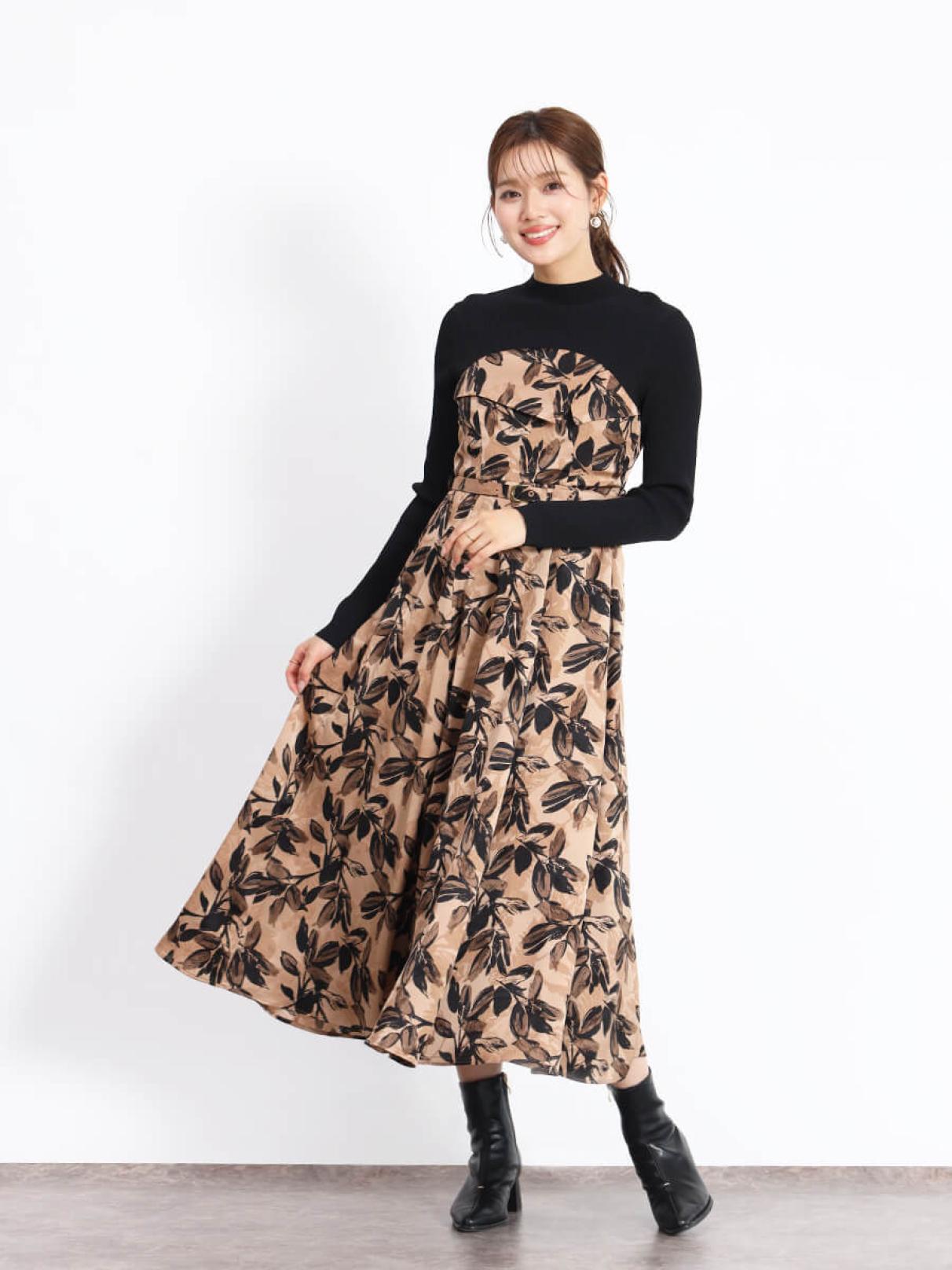 MEDOC パーティードレス　Rire Fete リルフェテ Rire Fete バイカラー刺繍レースドレス （グリーン