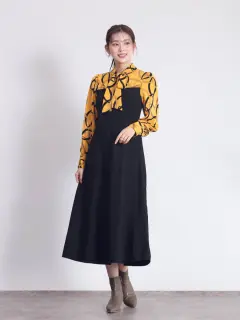 幾何学ブラウス×ニットドッキングワンピース - FENNEL - FENNEL