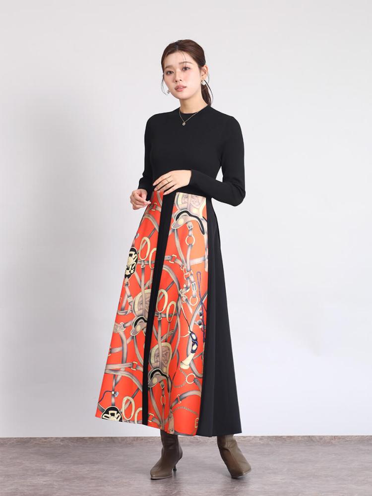 【NEW】フェンネル（FENNEL）/スカーフプリントドッキングワンピース スカーフプリントドッキングワンピース - FENNEL - FENNEL｜YAMADAYA STORE