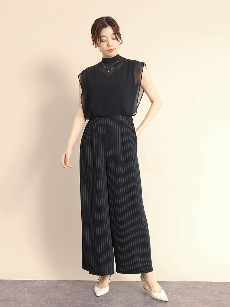 シフォンドッキングストライプオールインワン YAMADAYA STORE シフォンドッキングストライプオールインワン YAMADAYA STORE