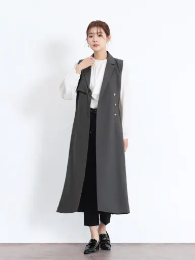 【新品】スコットクラブ系列 ヤマダヤ FENNEL ネイビー コート ワンピース 新品✨ヤマダヤ スコットクラブ フェンネル ノーカラー ケープ
