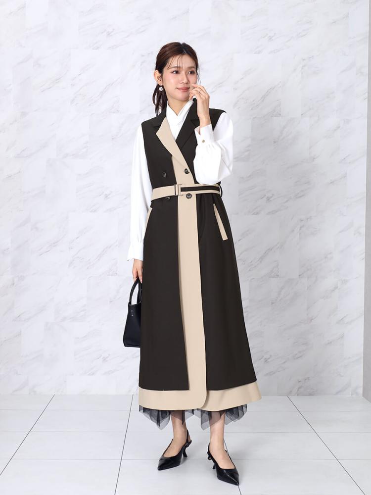 ラウンドヘムバイカラージレワンピ - FENNEL - FENNEL｜YAMADAYA STORE