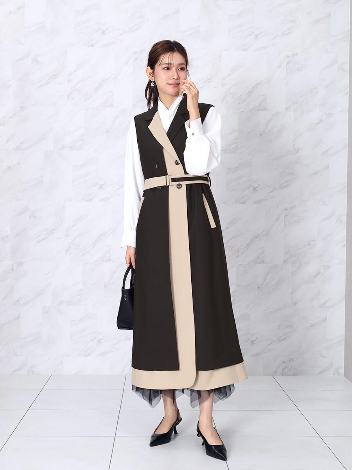 ラウンドヘムバイカラージレワンピ - FENNEL - FENNEL｜YAMADAYA STORE