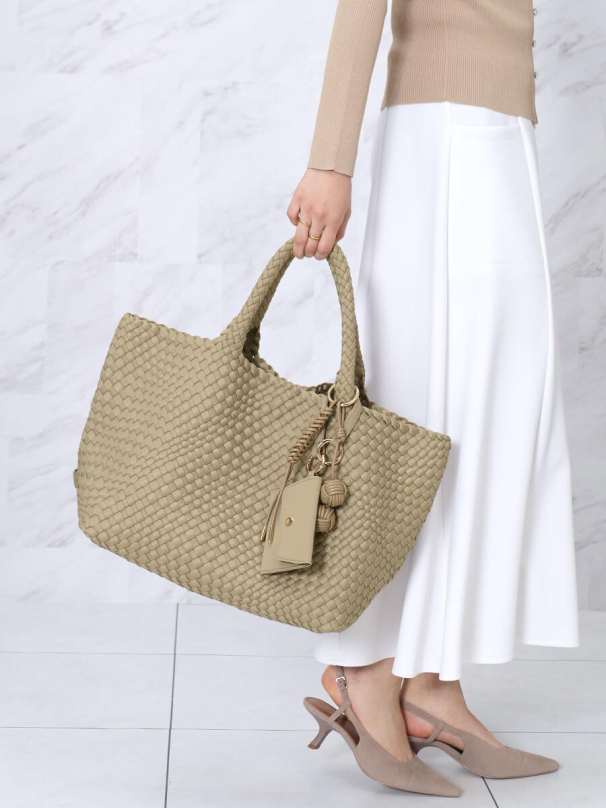 ミニポーチ付き編み込みスクエアビッグトート - FENNEL - FENNEL