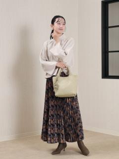 ミニポーチ付き編み込みスクエアミニトート(ivory/light blue