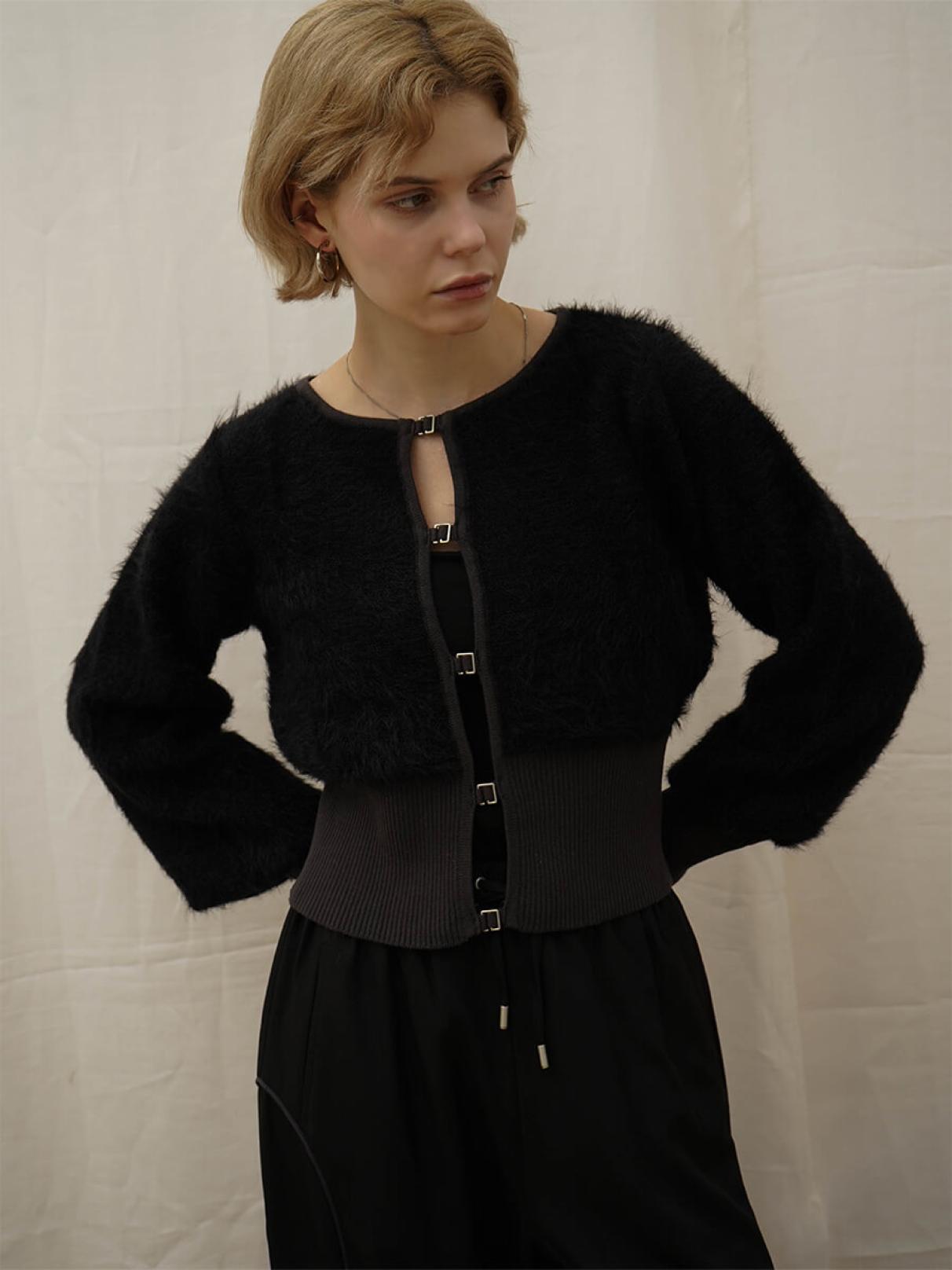 FRONT-HOOK SHAGGY KNIT CARDIGAN - :ETHR OF - :ETHR OF｜YAMADAYA STORE