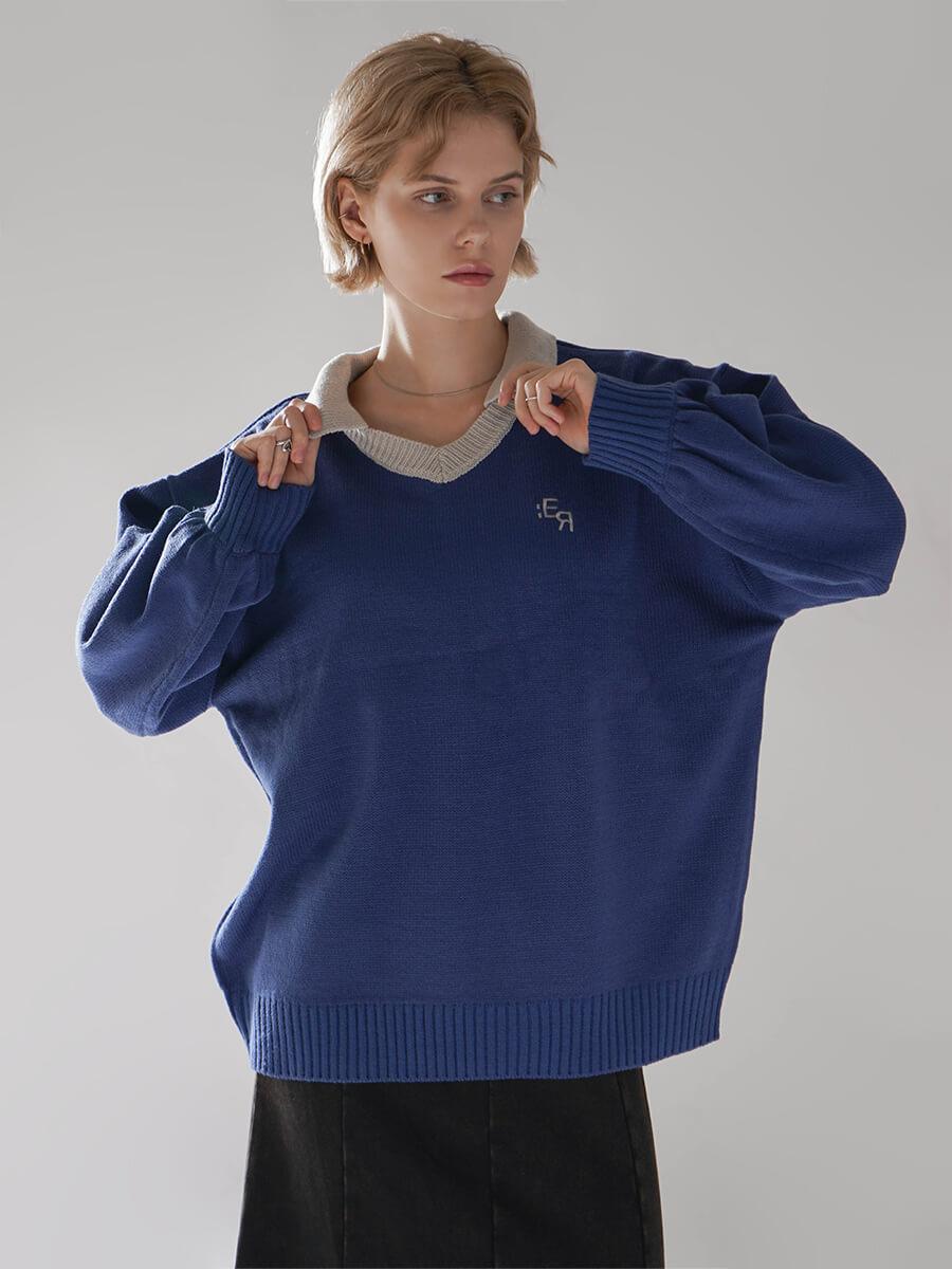 NUMBERING BI-COLOR KNIT