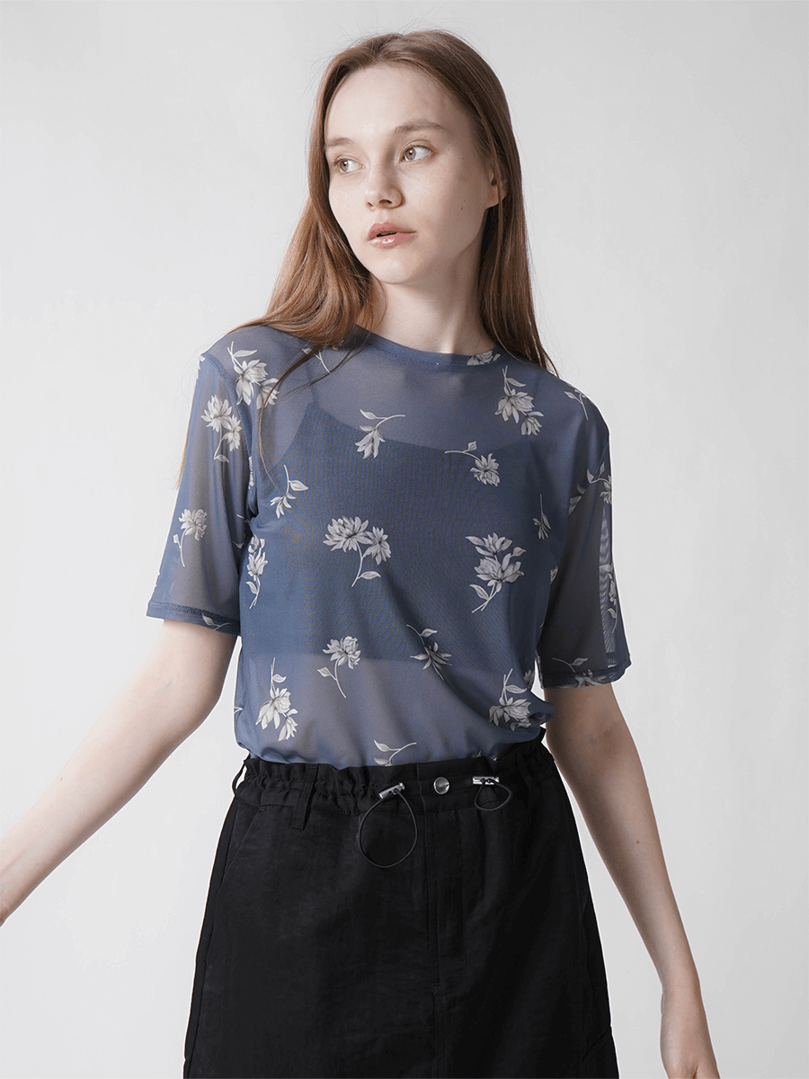FLOWER PRINT SHEER TOPS YAMADAYA STORE FLOWER PRINT SHEER TOPS YAMADAYA STORE