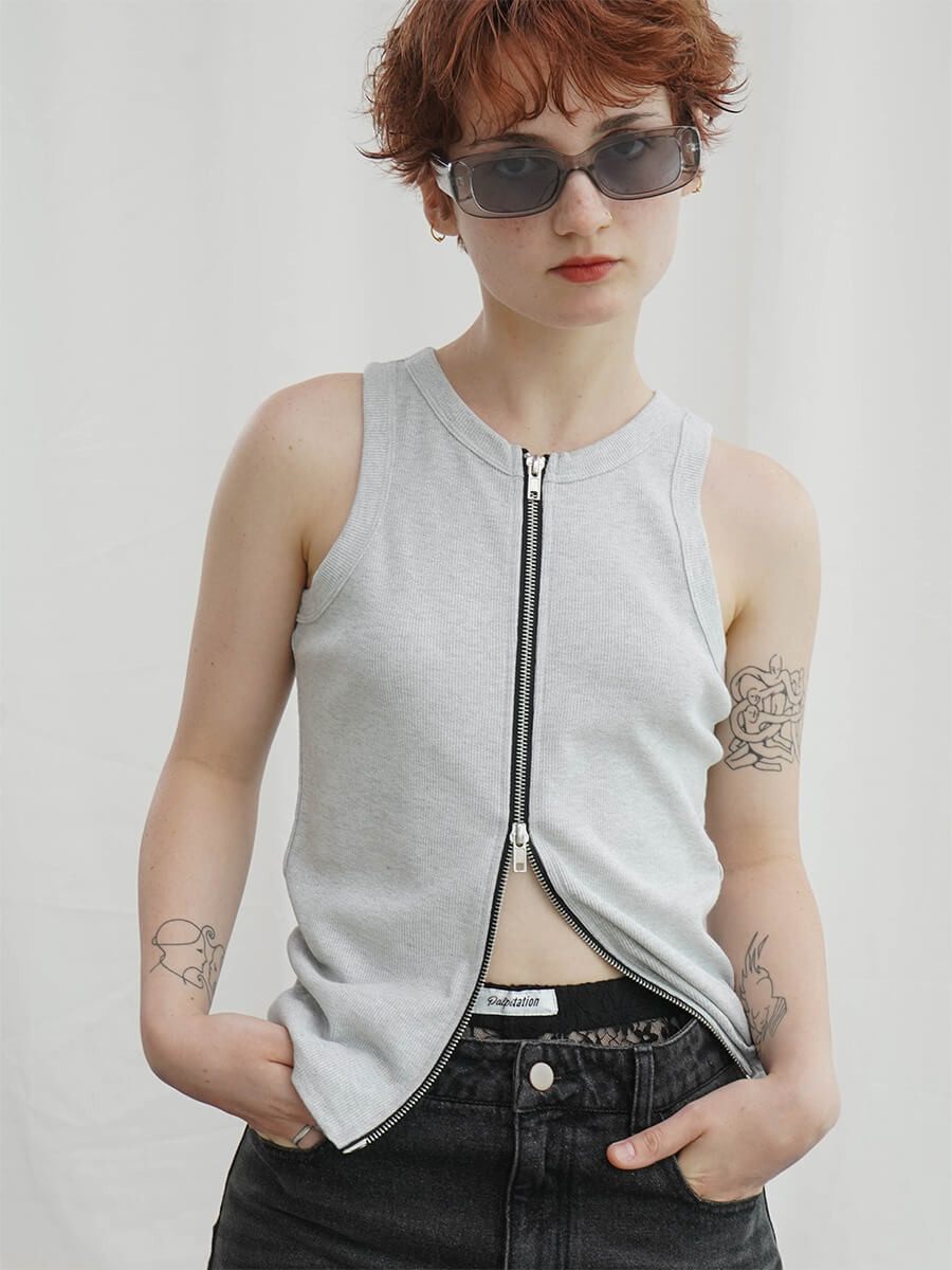 FRONTZIP GLITTER TANKTOP YAMADAYA STORE FRONTZIP GLITTER TANKTOP YAMADAYA STORE