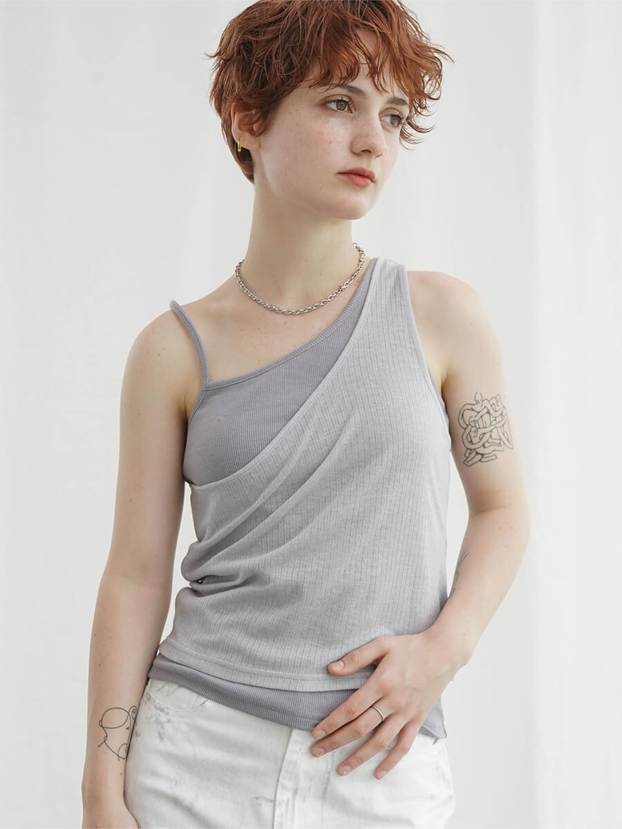 ONESHOULDER LAYERED TANKTOP YAMADAYA STORE ONESHOULDER LAYERED TANKTOP YAMADAYA STORE